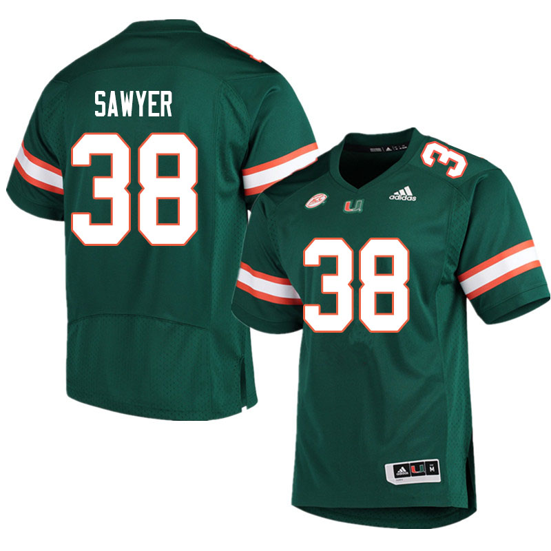 Men #38 Shane Sawyer Miami Hurricanes College Football Jerseys Sale-Green - Click Image to Close